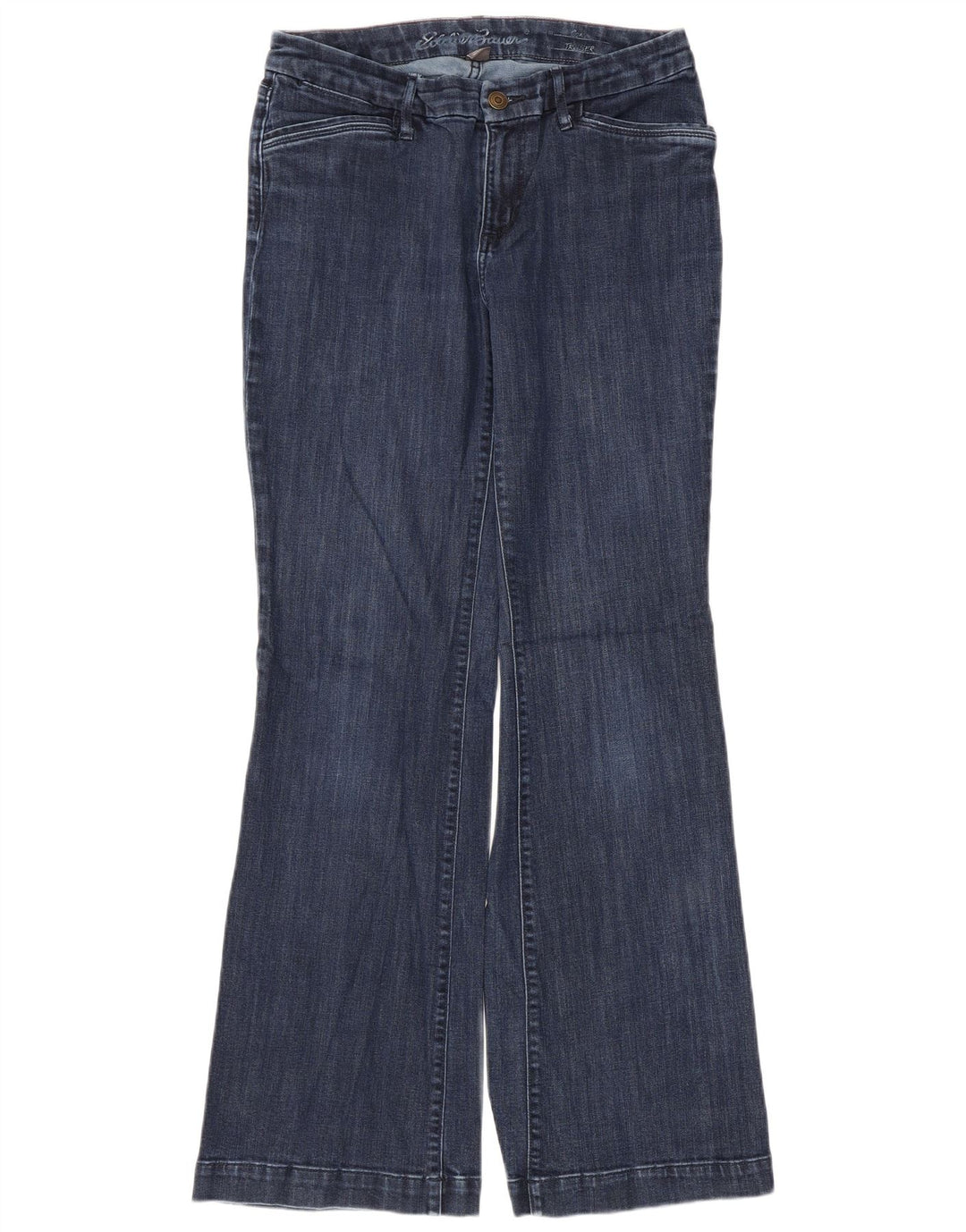 Eddie Bauer Damen Curvy Bootcut Jeans US 10 Large W32 L31 Marineblau Baumwolle