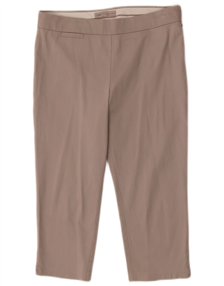 Marks & Spencer Damen Caprihose W30 L20 Beige Baumwolle