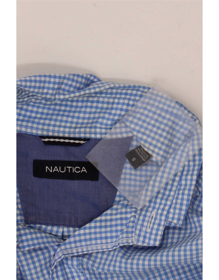 Nautica Herrenhemd, kleine blaue Gingham-Baumwolle