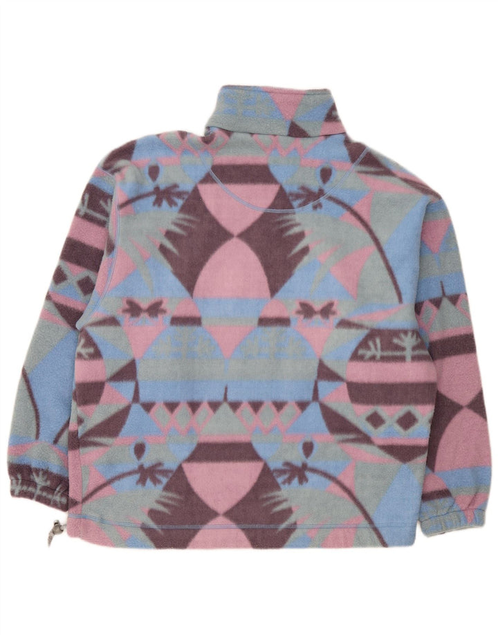 Vintage Herren Fleecepullover mit Reißverschluss, groß, mehrfarbig, Fair Isle