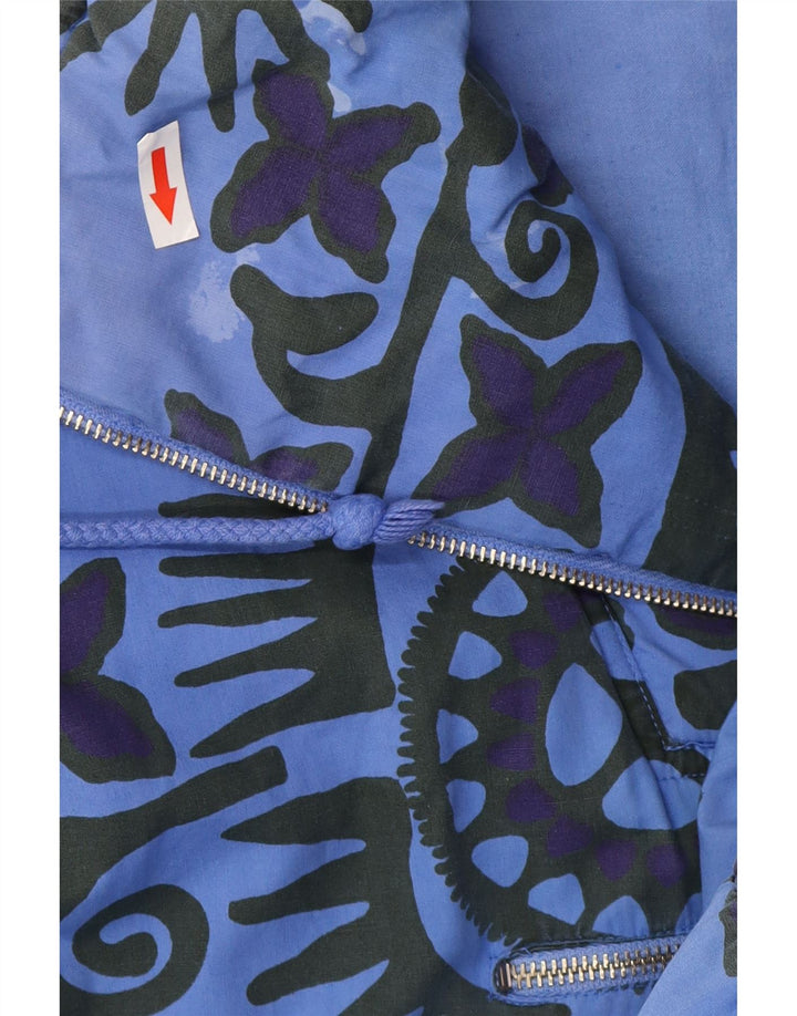 Vintage Herren Loose Fit Anorak Jacke UK 38 Mittelblaue geometrische Baumwolle