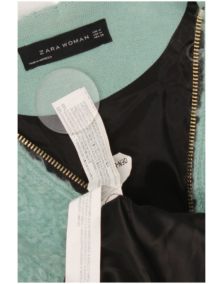 Zara Damen Übergroßer Mantel UK 14 Mittelblaue Baumwolle