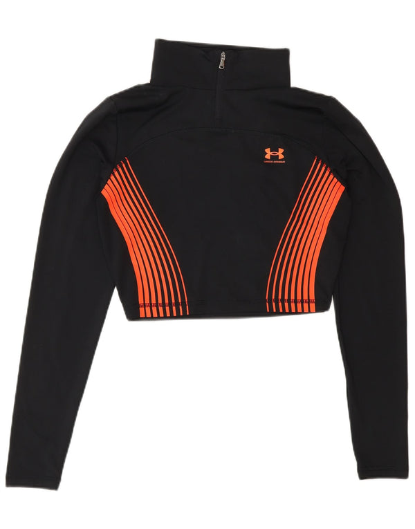 Under Armour Damen Graphic Crop Pullover Trainingsanzug Top UK 8 Small Schwarz