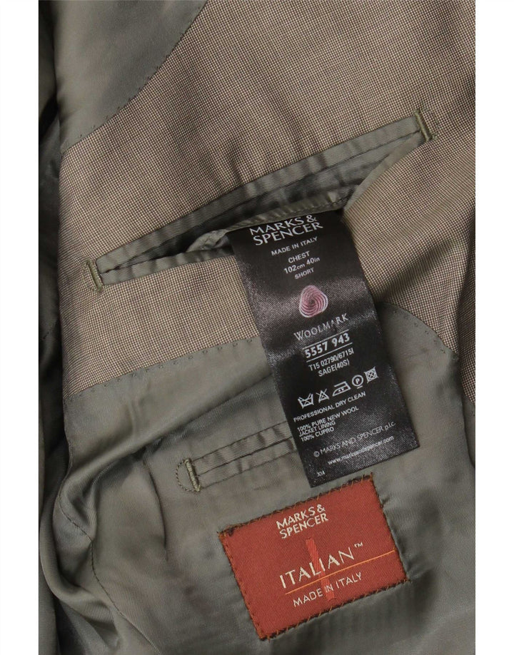 Marks & Spencer Herren-Blazer mit 3 Knöpfen, UK 40, mittlere Khaki-Schurwolle