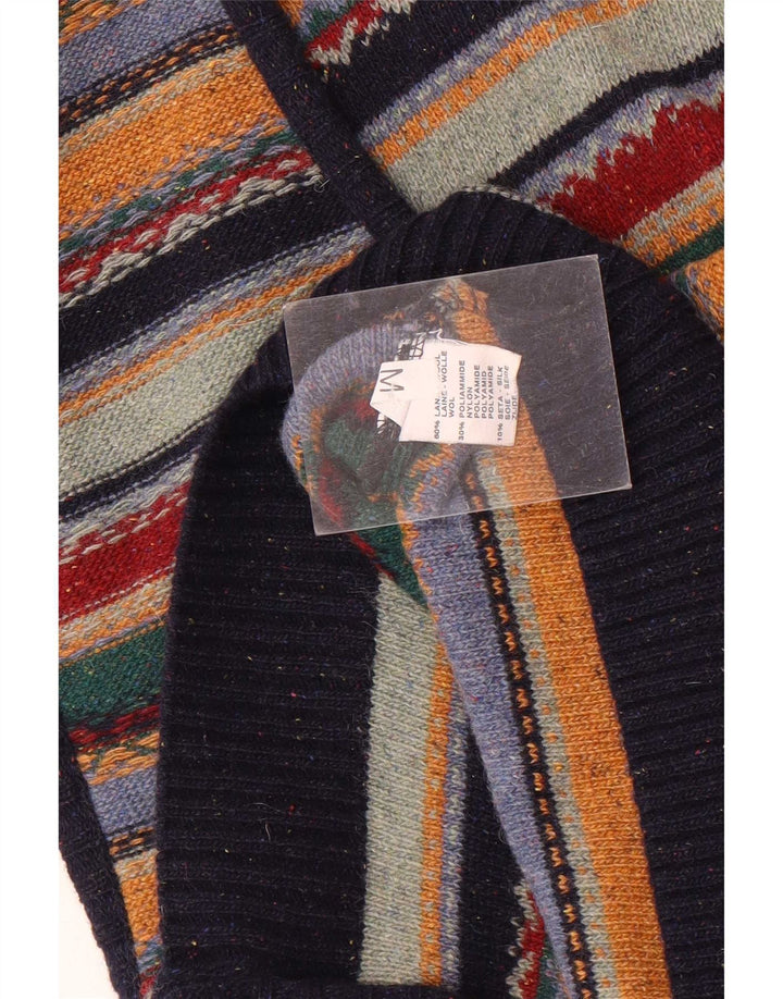 Vintage Herren ärmelloser Cardigan Pullover Medium Mehrfarbig gestreift Wolle