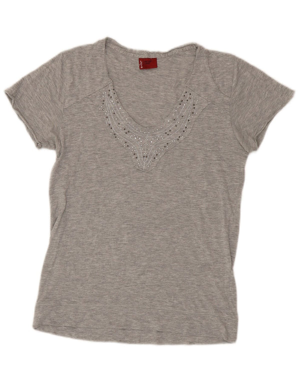 Levi's Damen T-Shirt Top UK 14 Large Grau Baumwolle