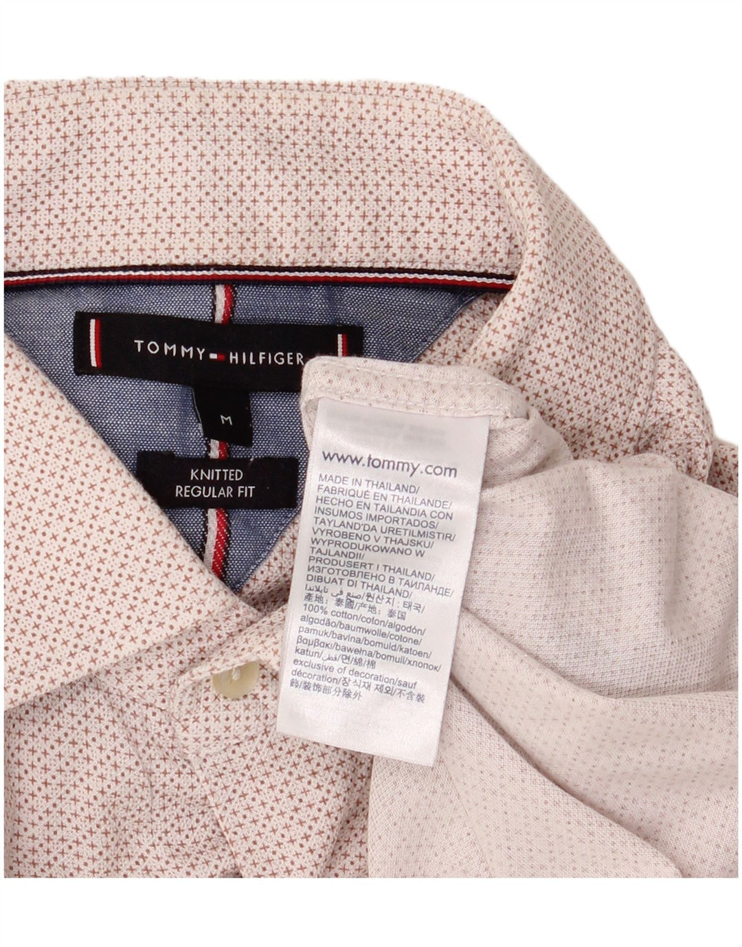Tommy Hilfiger Herren-Hemd mit normaler Passform, mittlere, cremefarbene, geometrische Baumwolle