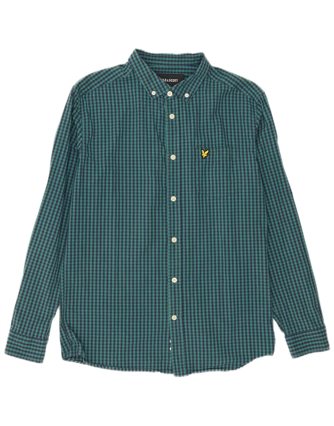 LYLE & SCOTT Herren Slim-Fit-Hemd, groß, grün, Gingham-Baumwolle