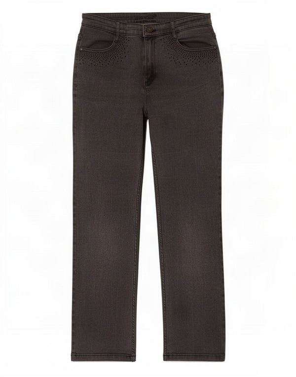 Marks & Spencer Damen Straight Jeans UK 12 Medium W30 L29 Grau Baumwolle