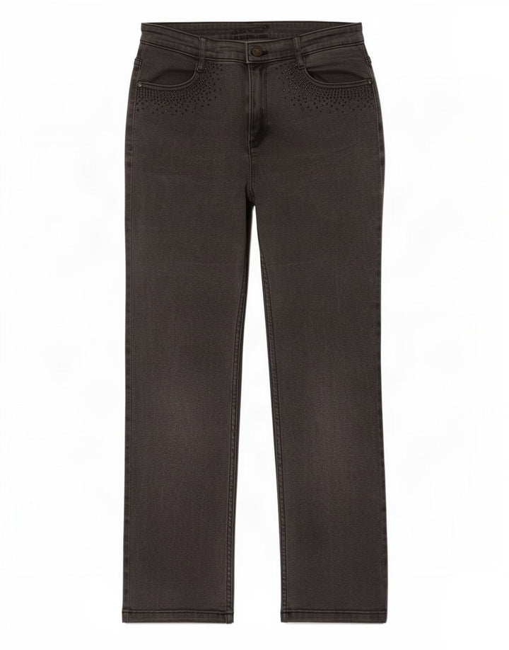 Marks & Spencer Damen Straight Jeans UK 12 Medium W30 L29 Grau Baumwolle