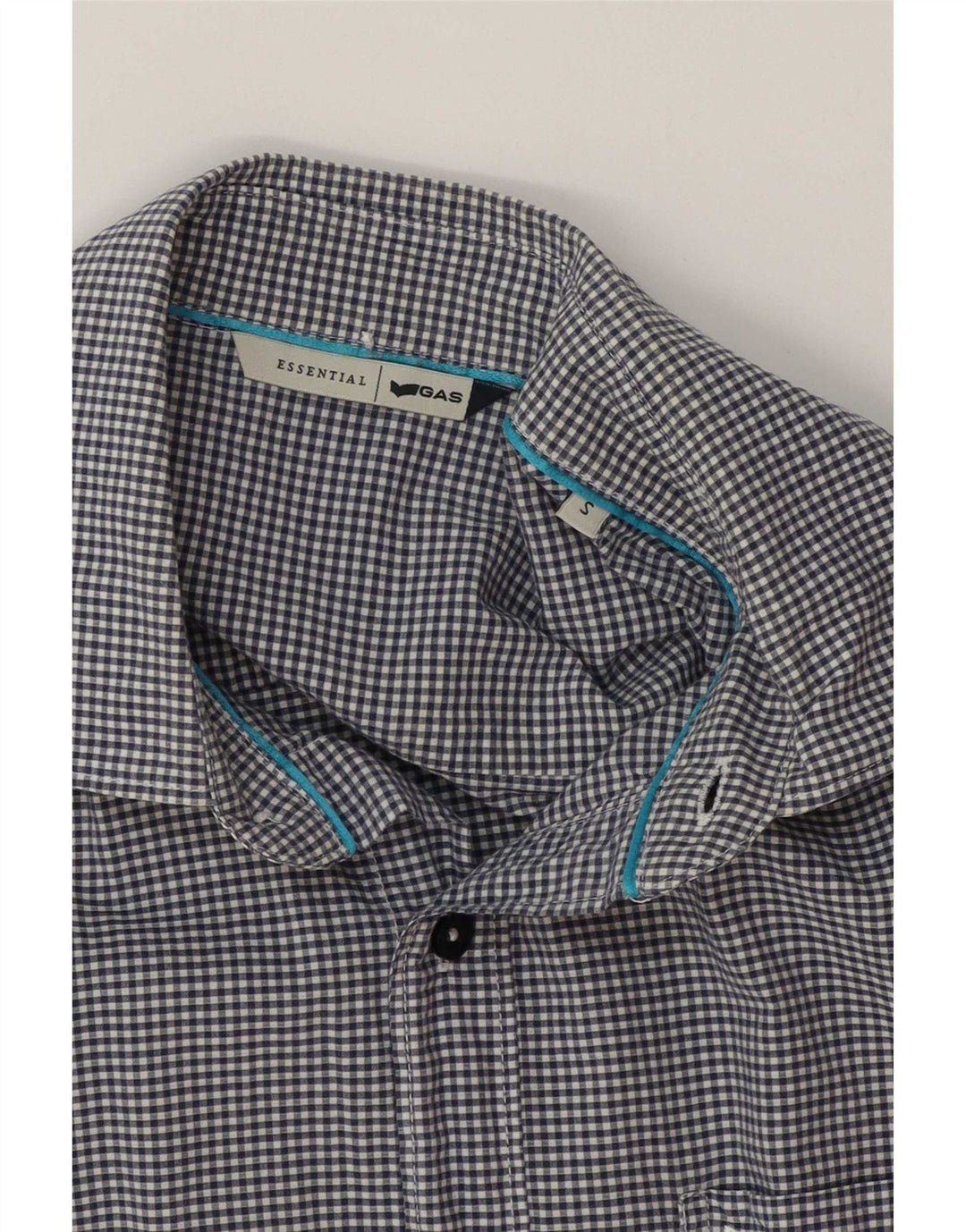 Gas Herrenhemd, klein, marineblau, Gingham-Baumwolle