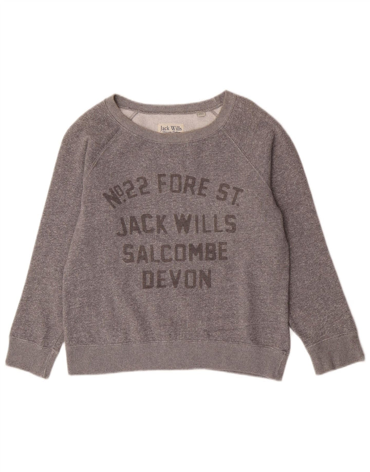 Jack Wills Damen-Sweatshirt in Übergröße mit Grafik, Gr. 10, Größe S, Grau