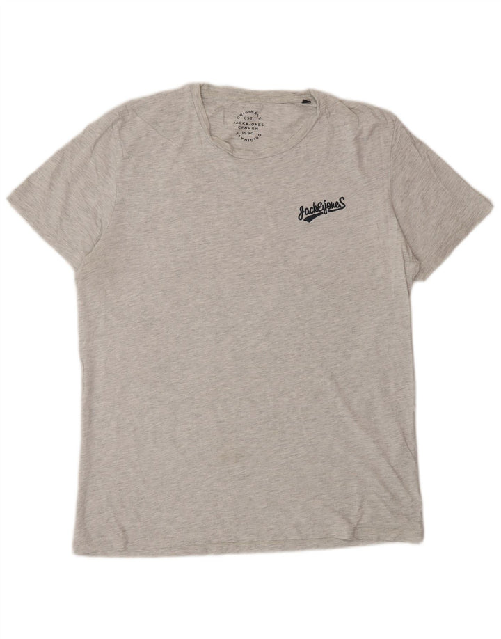 Jack & Jones Herren-T-Shirt-Oberteil, groß, grau meliert, Baumwolle