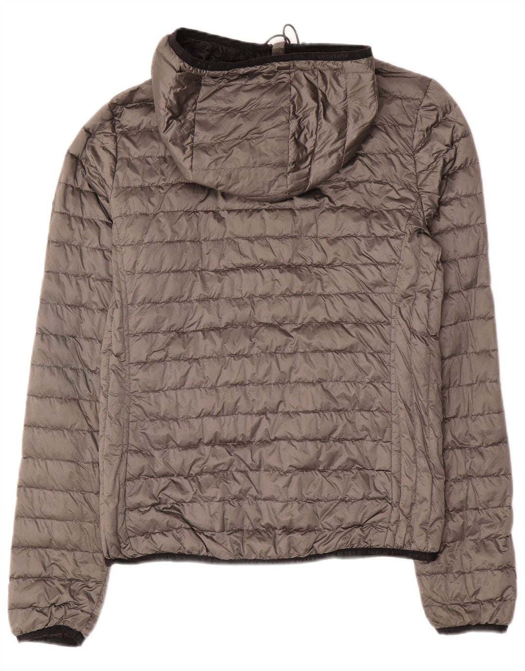 SUPERDRY Wattierte Damenjacke mit Kapuze, UK 10, Größe S, graues Nylon
