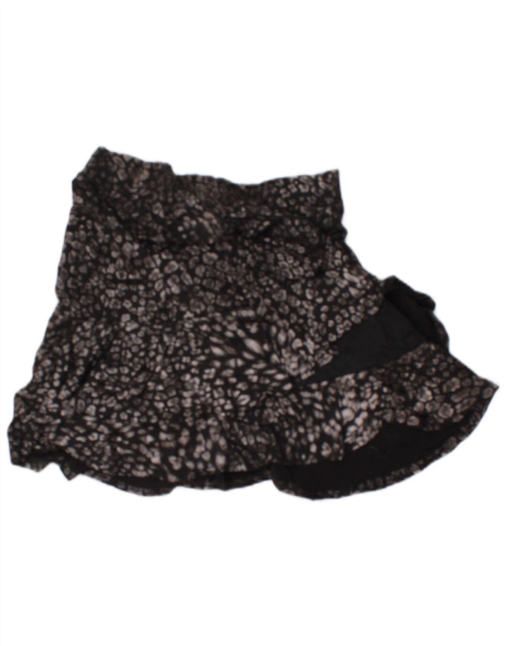 OASIS Damen Mini-asymmetrischer Rock, Größe S, W27, Schwarz, Tiermuster