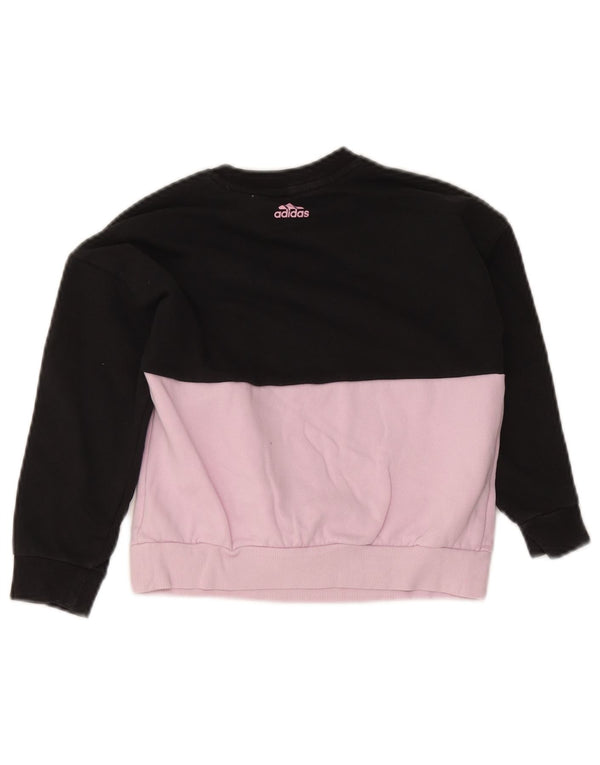 Adidas Mädchen-Sweatshirt in Übergröße, 6–7 Jahre, schwarze Farbblock-Baumwolle