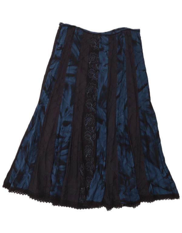 Marks & Spencer Damen Per Una A-Linienrock UK 12 Medium W32 Blau geblümt