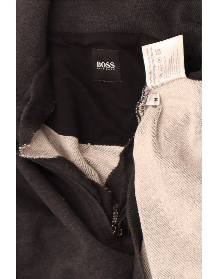 Hugo Boss Herren-Sweatshirt mit Reißverschluss am Hals, mittelgraue Baumwolle