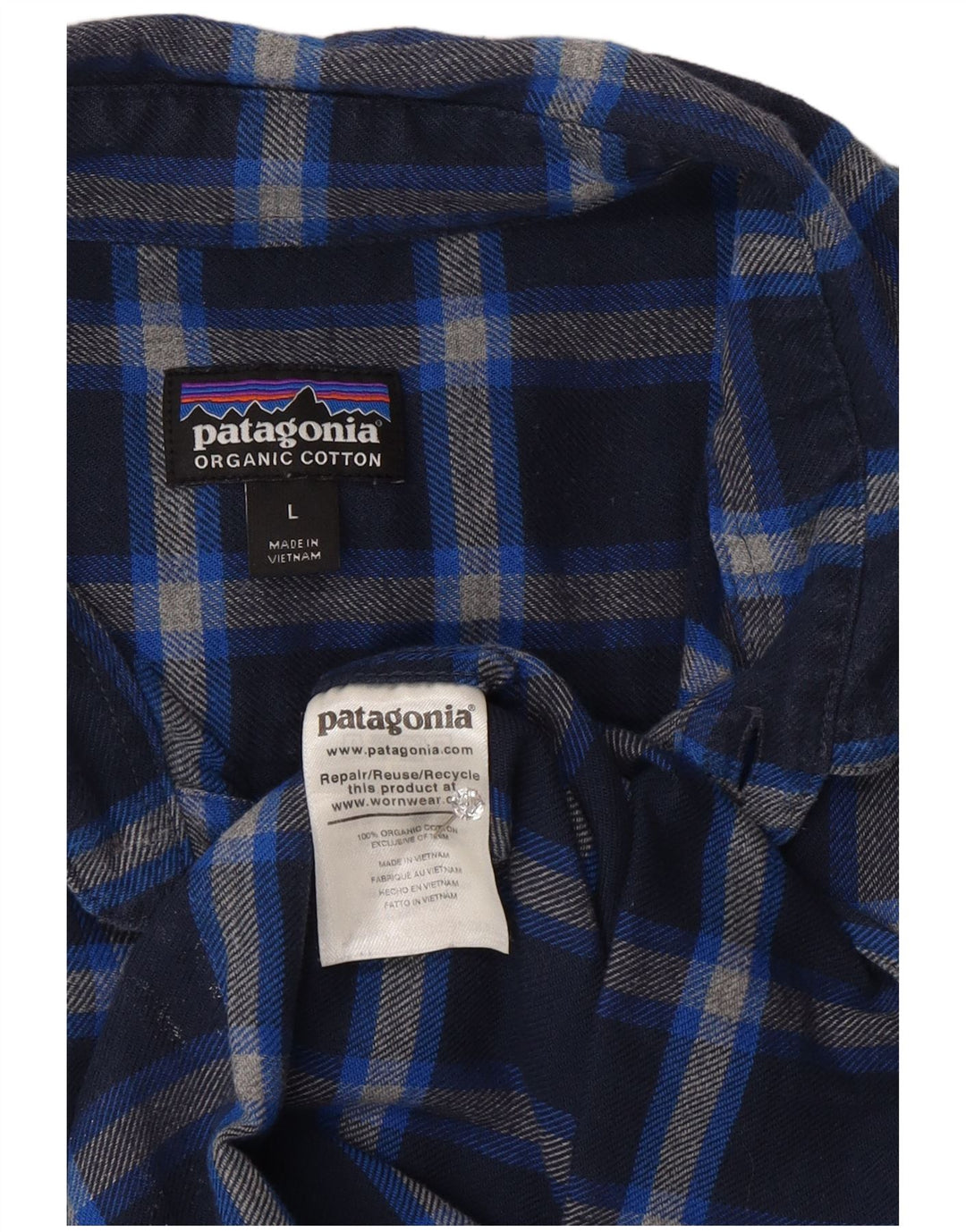 Patagonia Herren-Flanellhemd, groß, blau kariert, Baumwolle