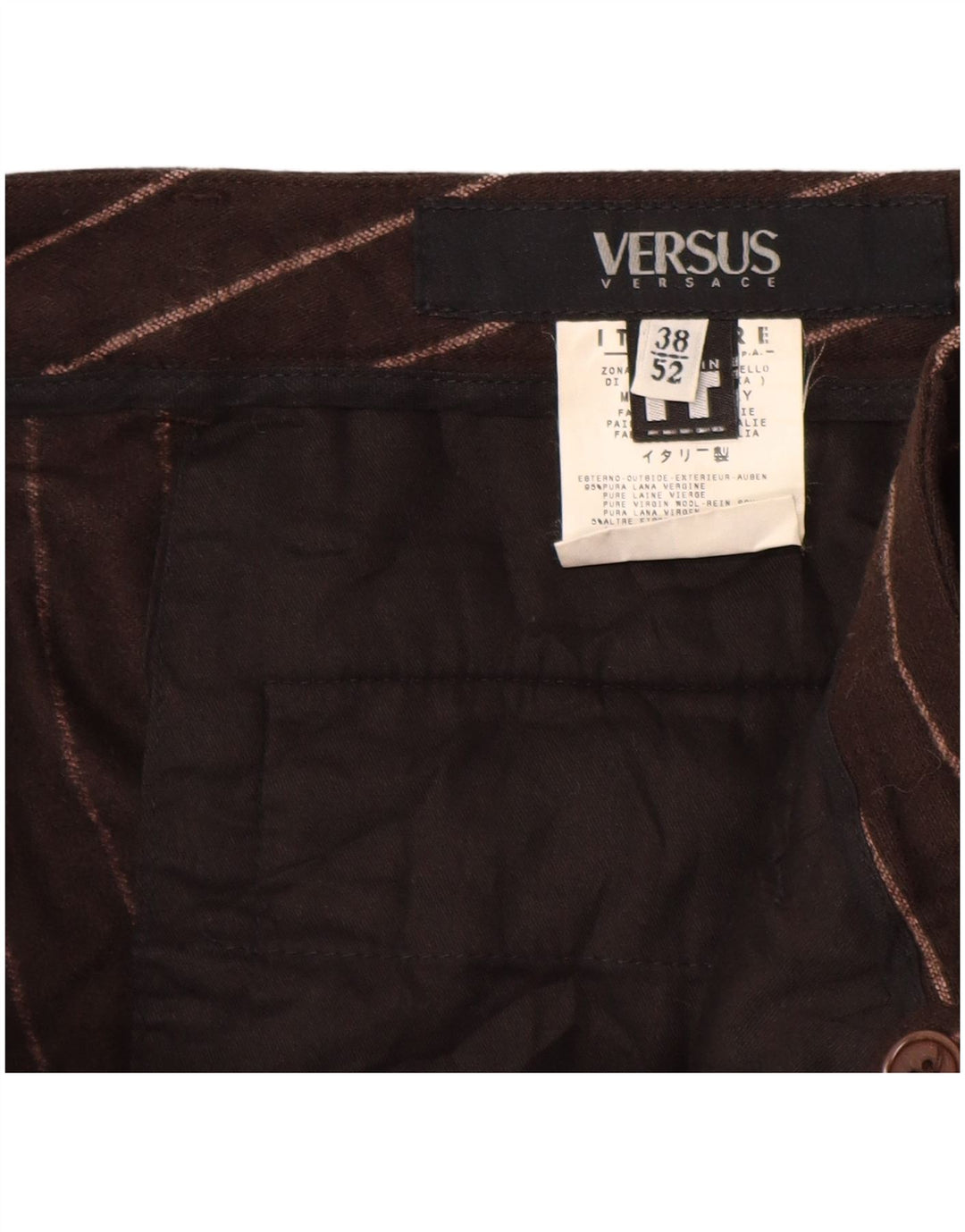 VERSACE Damen Versus Freizeithose IT 52 2XL W38 L29 Braun gestreift