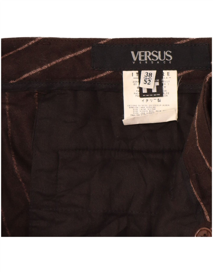 VERSACE Damen Versus Freizeithose IT 52 2XL W38 L29 Braun gestreift