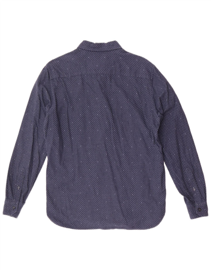 Crew Clothing Herren-Slim-Fit-Hemd aus mittelblauer, gepunkteter Baumwolle