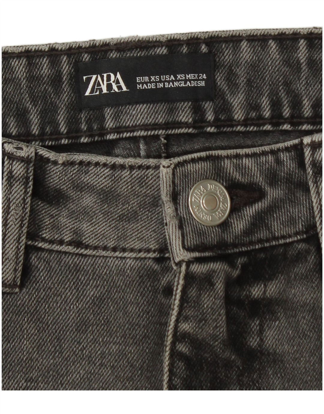ZARA Womens Denim Skirt XS W24  Grey Cotton