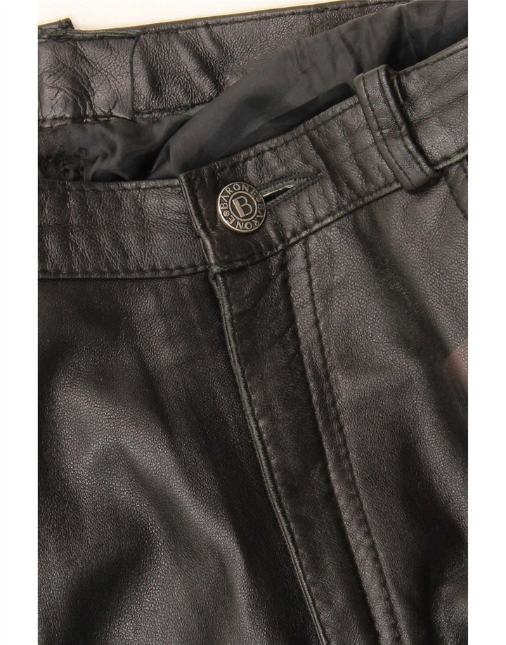 Gerade Lederhose für Damen von Barone, W30, L33, Schwarz