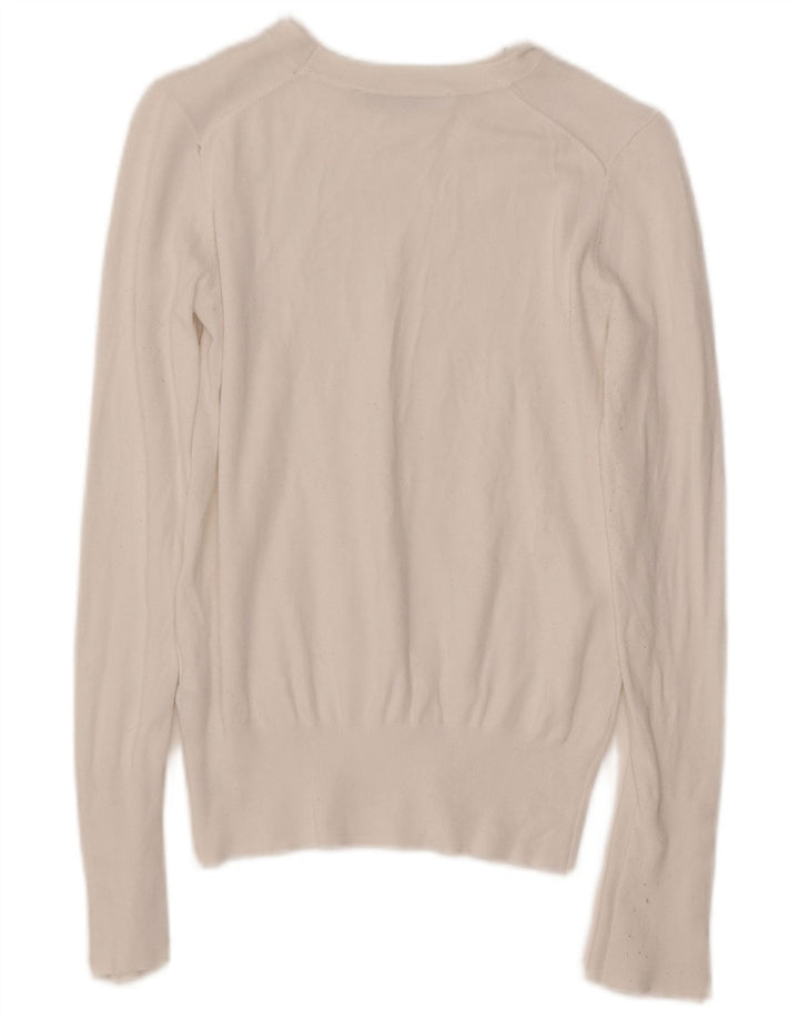 ZARA Damen-Pullover mit U-Boot-Ausschnitt, Gr. 10, Größe S, weiße Viskose