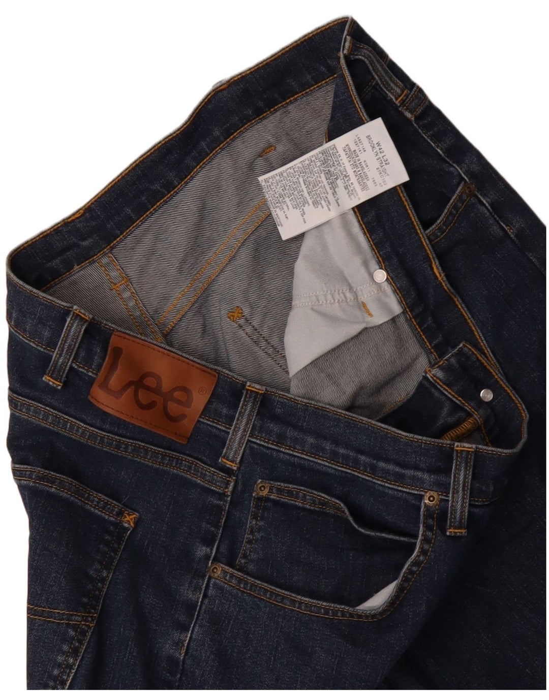 LEE Herren Brooklyn Straight Jeans W42 L32 Marineblaue Baumwolle