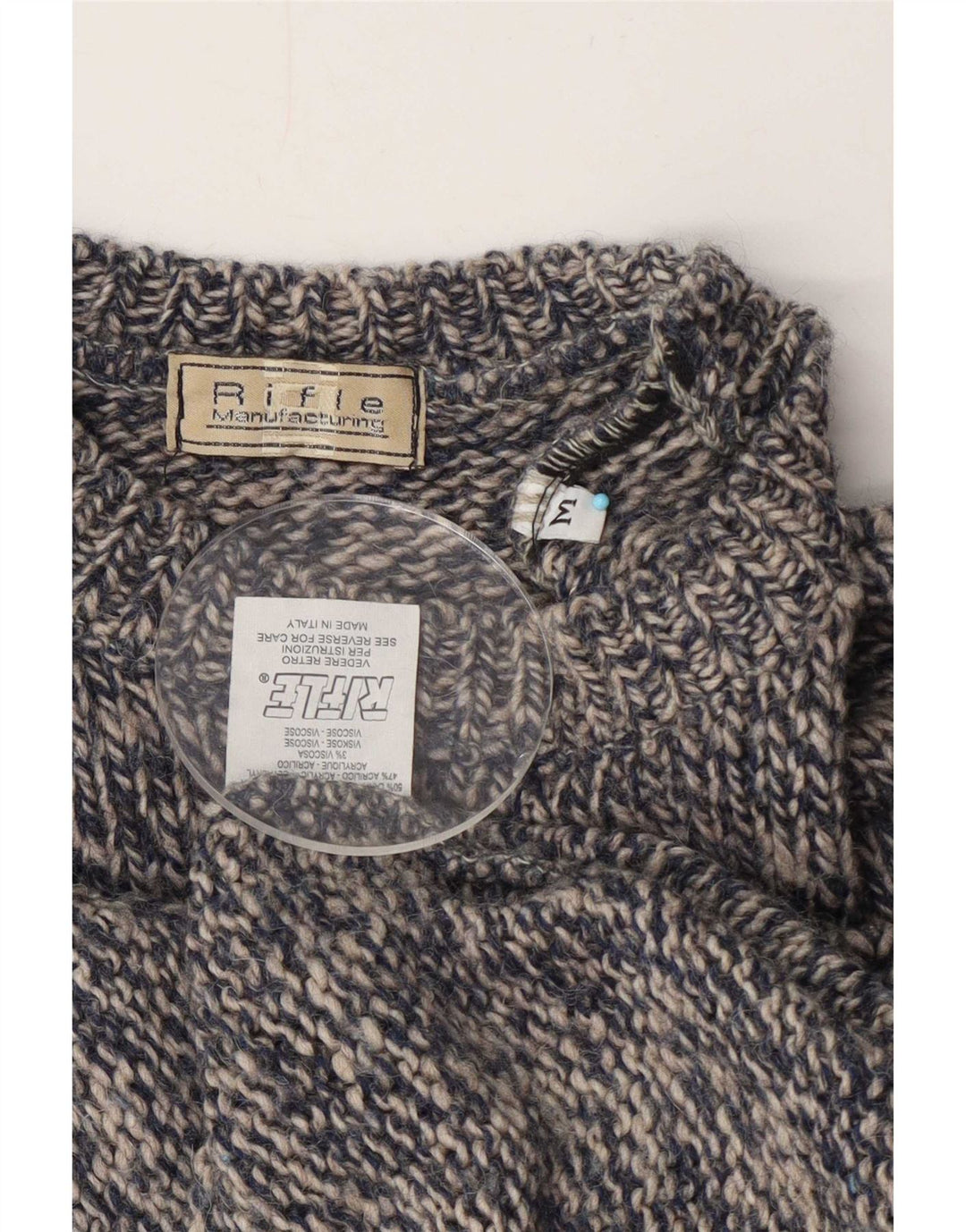 Rifle Herren-Pullover mit Rundhalsausschnitt, mittelgroß, marineblau gesprenkelte Wolle