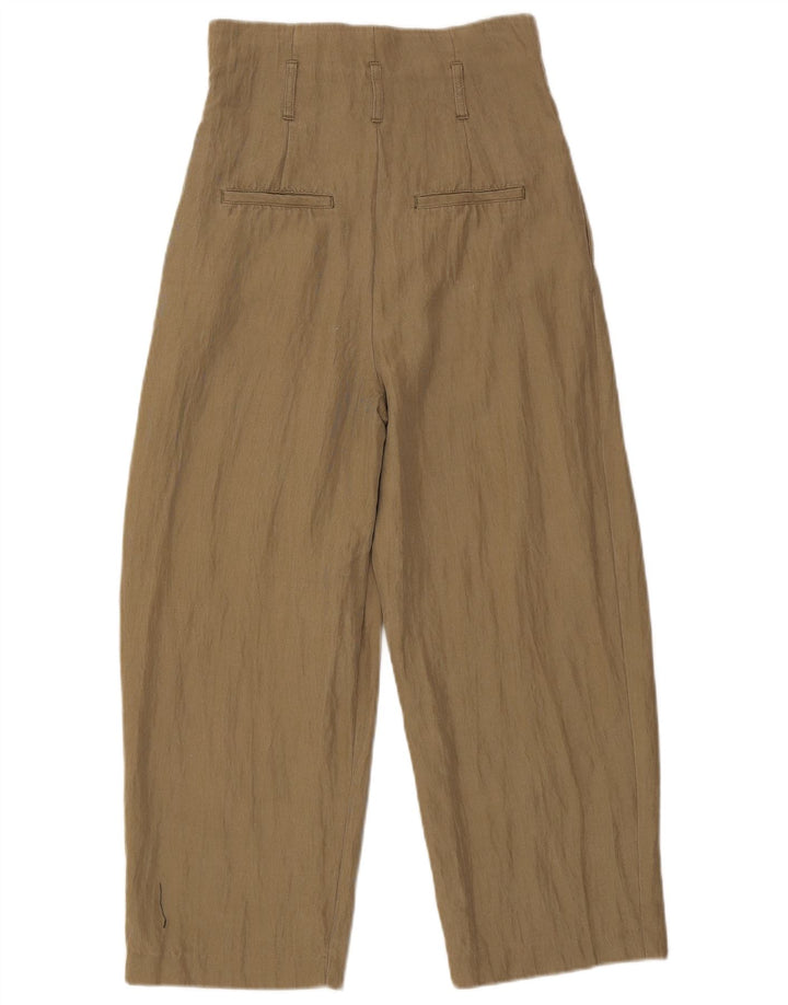 Zara Damen Hose mit Pegged-Ausschnitt, Größe S, W26, L24, Khaki