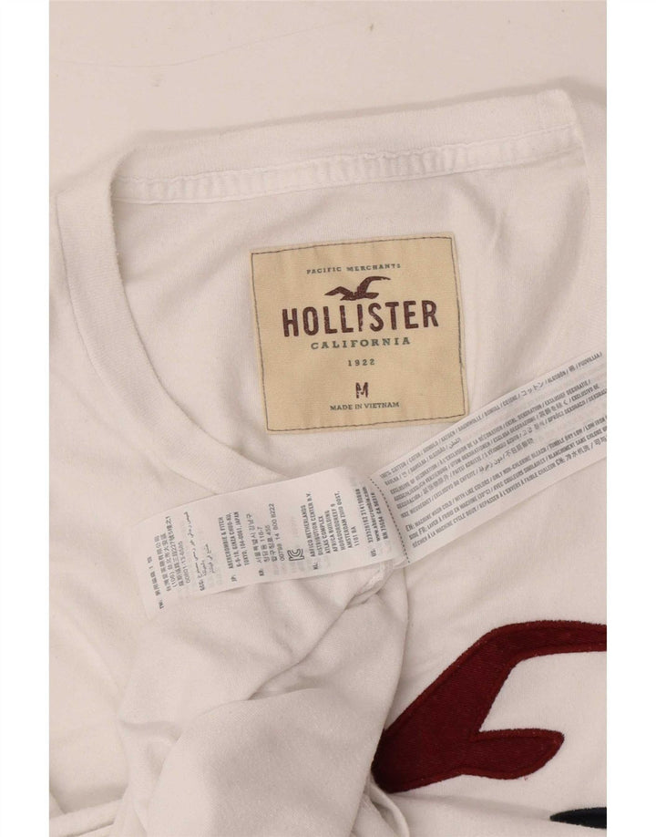 Hollister Herren-Grafikoberteil mit langen Ärmeln, mittelweiße Baumwolle