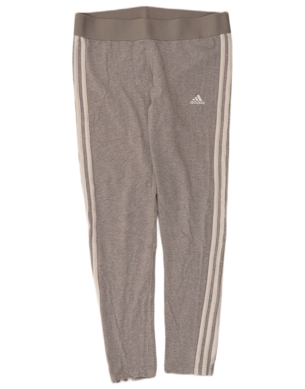 Adidas Damen Crop Leggings UK 16/18 Große graue Baumwolle
