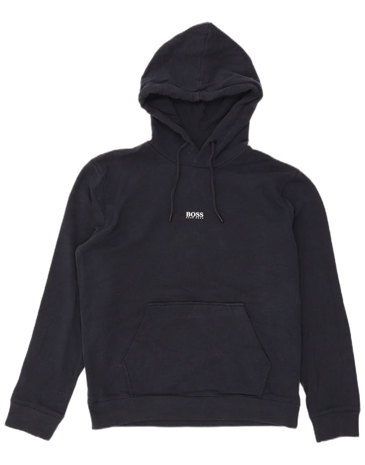 Hugo Boss Herren-Kapuzenpullover mit Grafik, mittelmarineblaue Baumwolle
