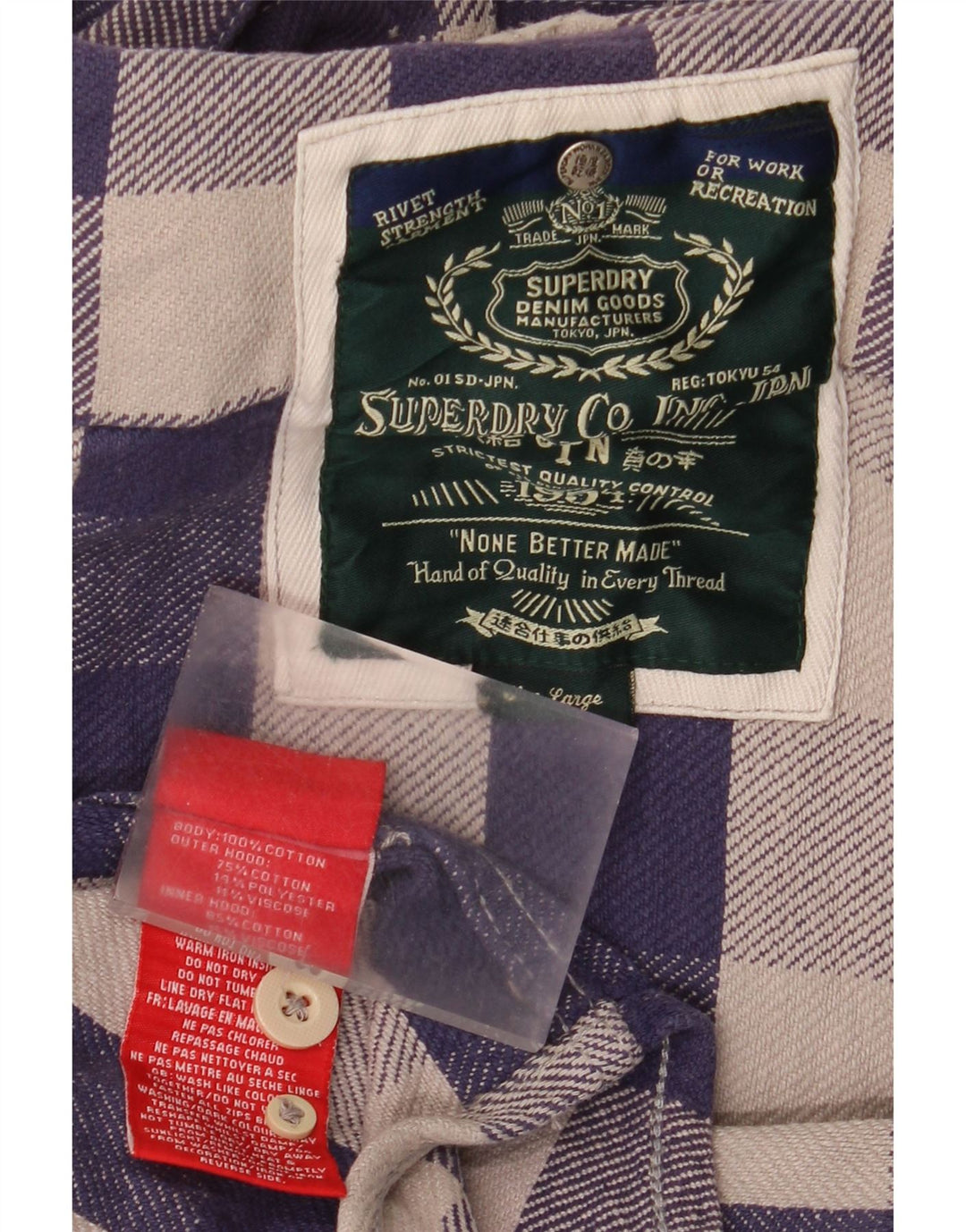 Superdry Herren-Flanellhemd, groß, marineblau, Gingham-Baumwolle