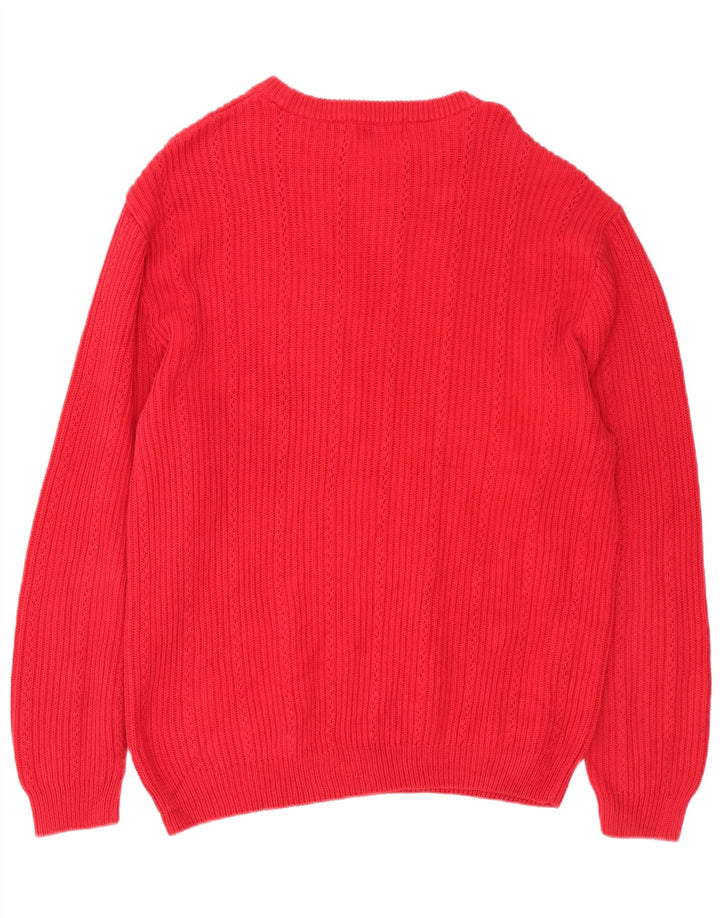 Chaps Herren-Pullover mit Rundhalsausschnitt, Größe L, aus roter Baumwolle