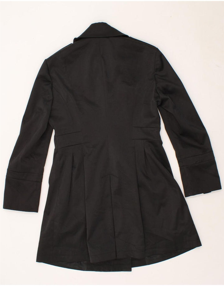 GERMANO ZAMA Womens Trench Coat UK 12 Medium Black Polyester Vintage Germano Zama and Second-Hand Germano Zama from Messina Hembry 