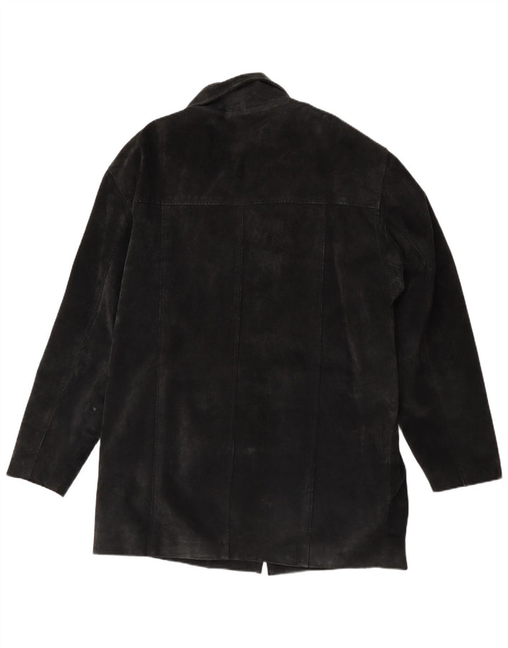 Ben Sherman Herren Wildleder-Windbreaker-Mantel UK 38 Mittelschwarzes Leder