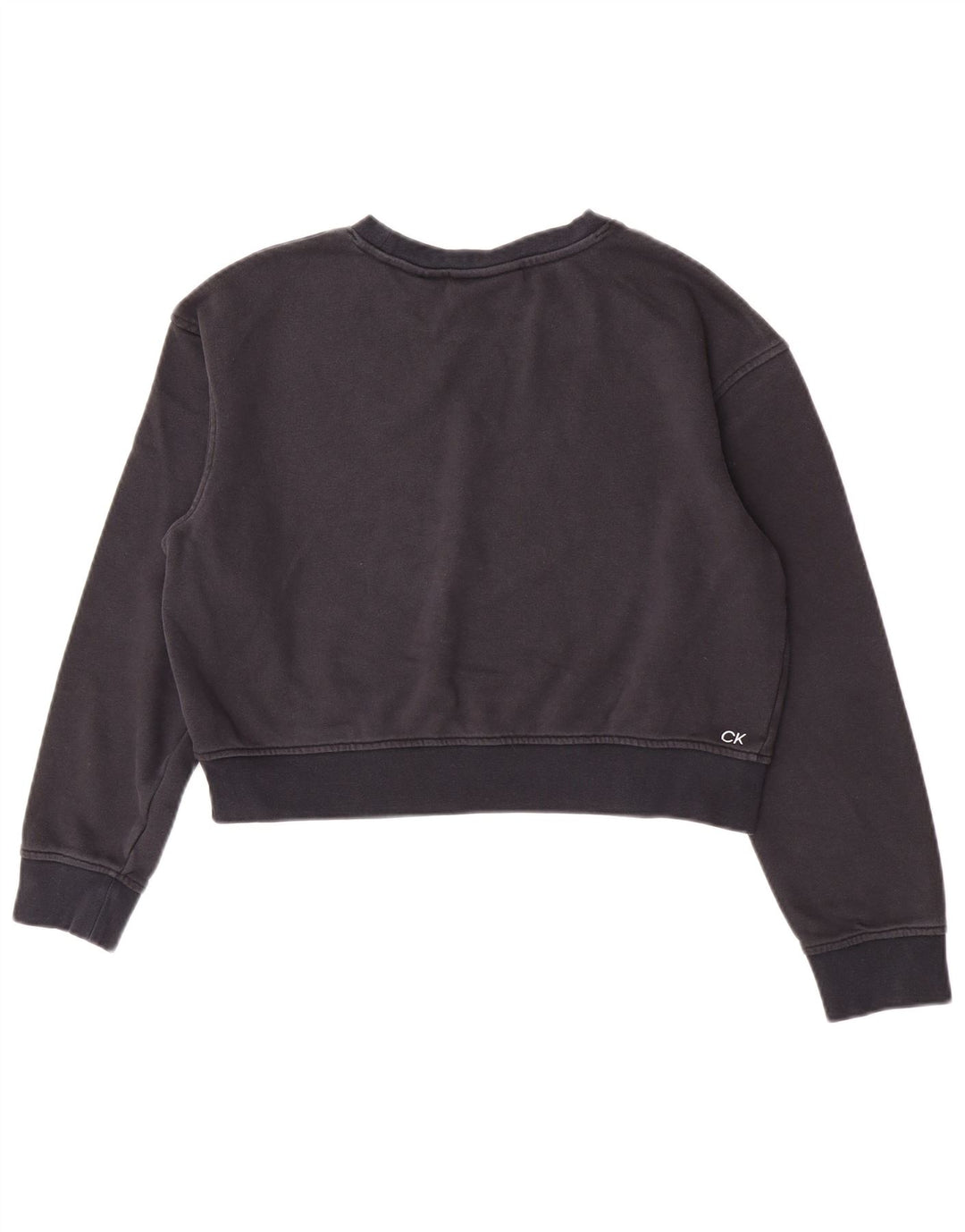 Calvin Klein Damen Graphic Crop Sweatshirt Pullover UK 14 Medium Marineblau