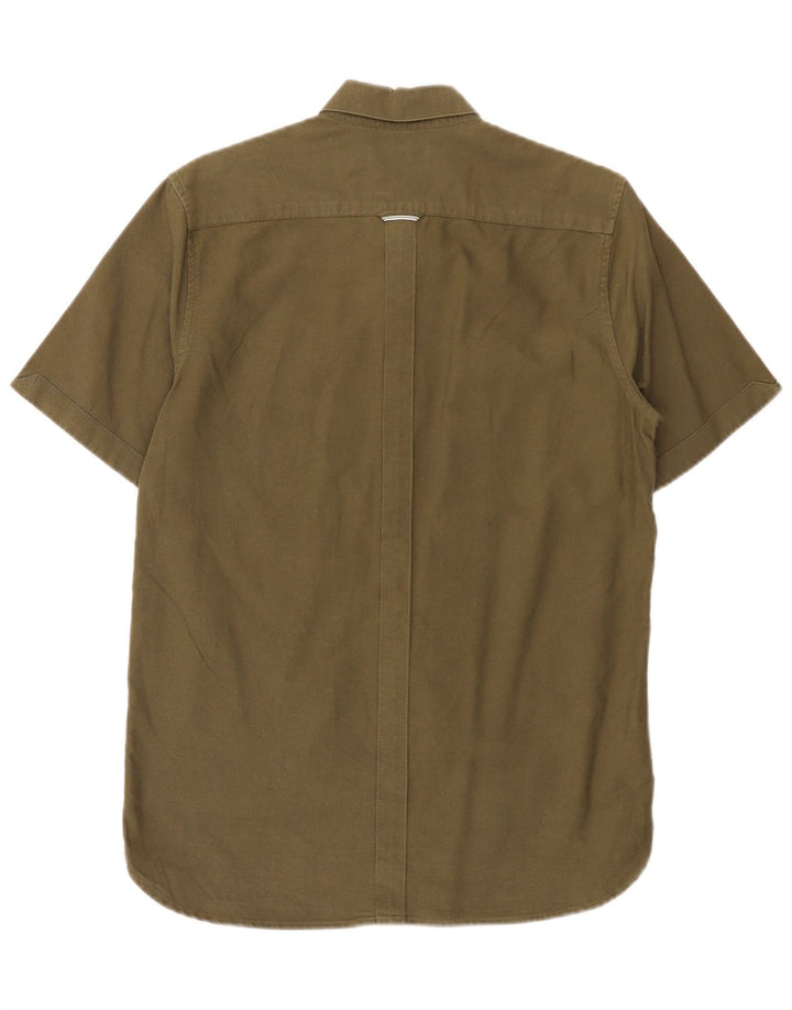 Fred Perry Herren Kurzarm-Hemd mit normaler Passform, Größe S, Grün, Baumwolle
