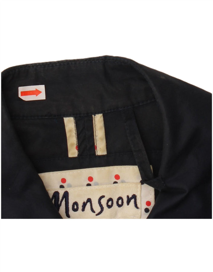 Monsoon Damen Trenchcoat UK 12 Medium Marineblau Baumwolle