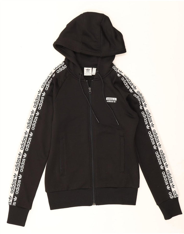 Adidas Damen Graphic Zip Hoodie Pullover UK 8 Small Schwarz Polyester