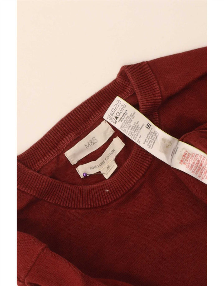 Marks & Spencer Herren-Pullover mit Rundhalsausschnitt, mittlerer burgunderroter Baumwolle
