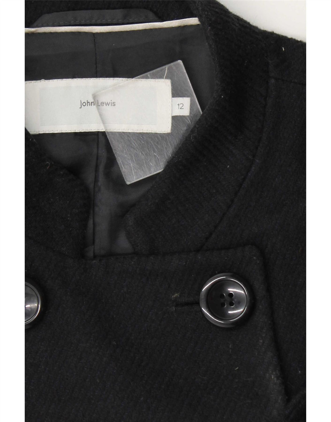 John Lewis Damen Zweireihiger Mantel UK 12 Medium Schwarz