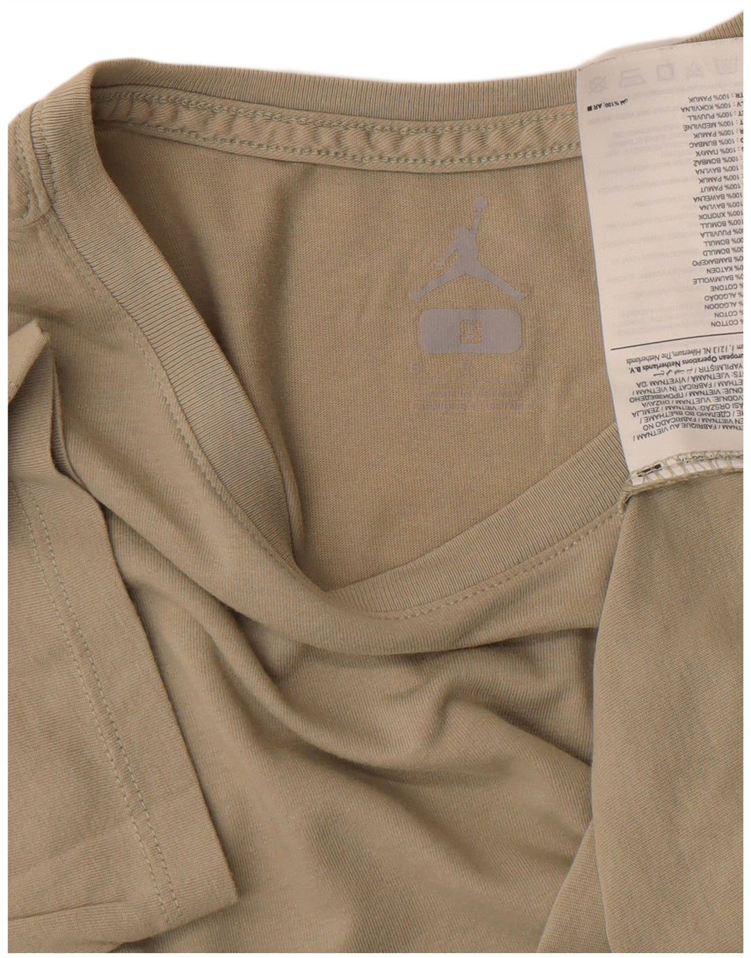 Jordan Herren T-Shirt Top Small Khaki Baumwolle