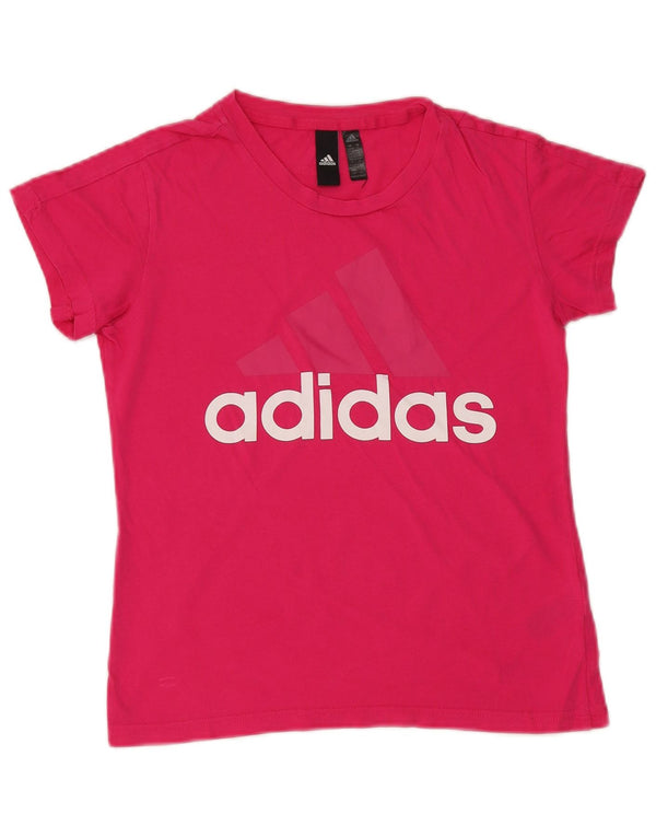 Adidas Damen Grafik T-Shirt Top UK 8/10 Small Rosa Baumwolle