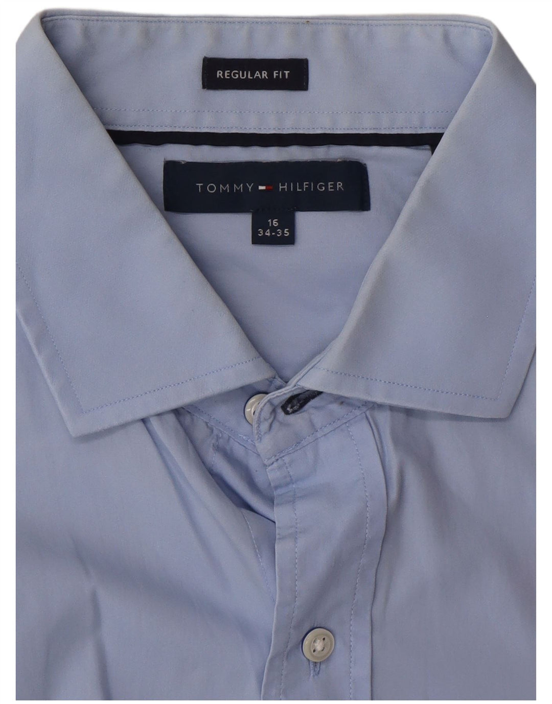 Tommy Hilfiger Herren-Hemd mit normaler Passform, Größe 16, groß, Blau