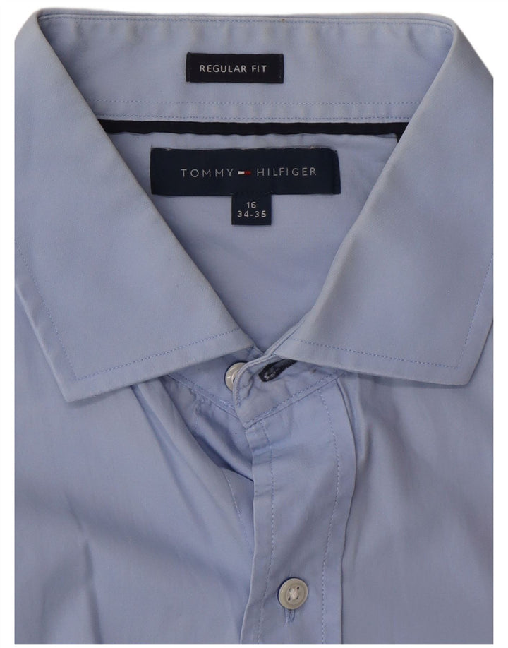 Tommy Hilfiger Herren-Hemd mit normaler Passform, Größe 16, groß, Blau