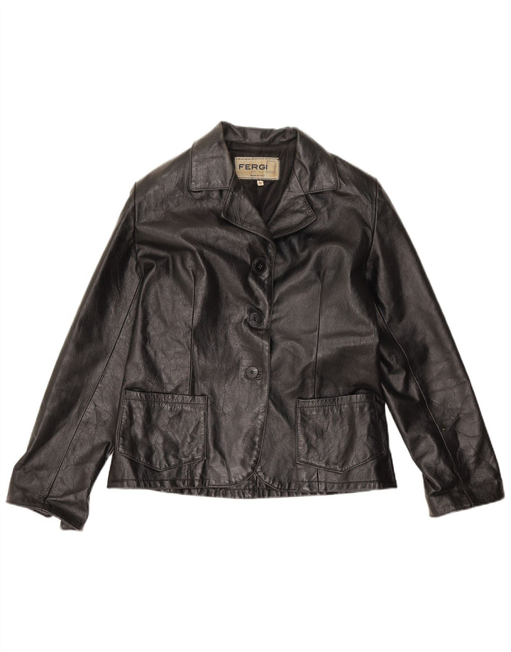 Vintage Damen Lederjacke UK 14 Mittelschwarzes Leder